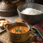 Serving soup to guests at soup village gathering