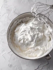 folding peach puree into whipped cream