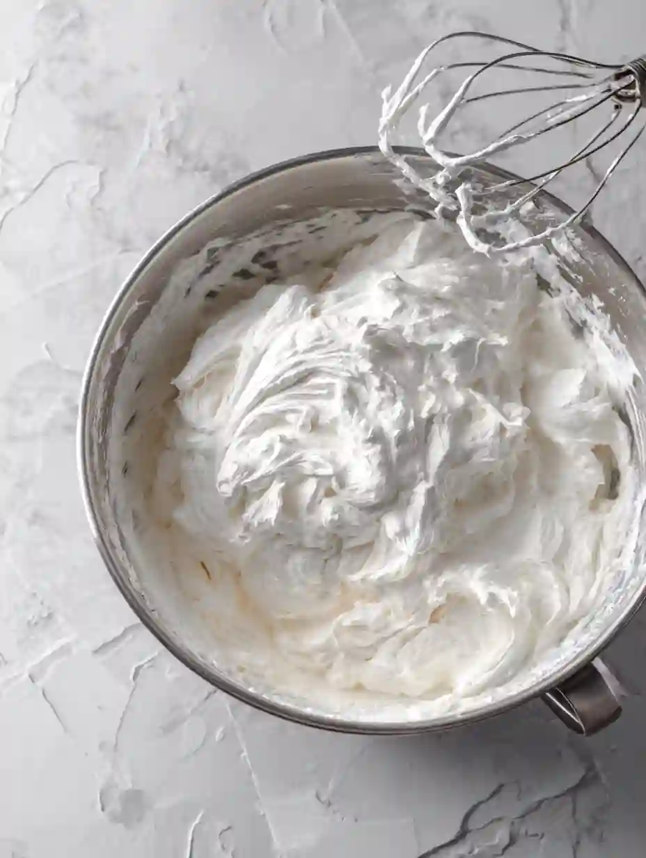 folding peach puree into whipped cream