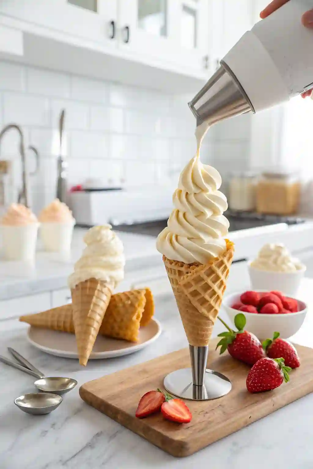 homemade soft serve in cone