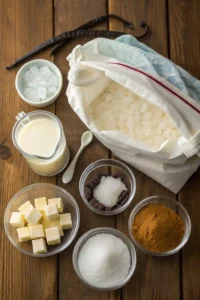 Ingredients for homemade ice cream in a bag