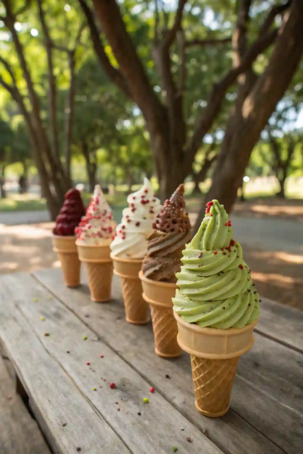 assorted soft serve ice cream cones