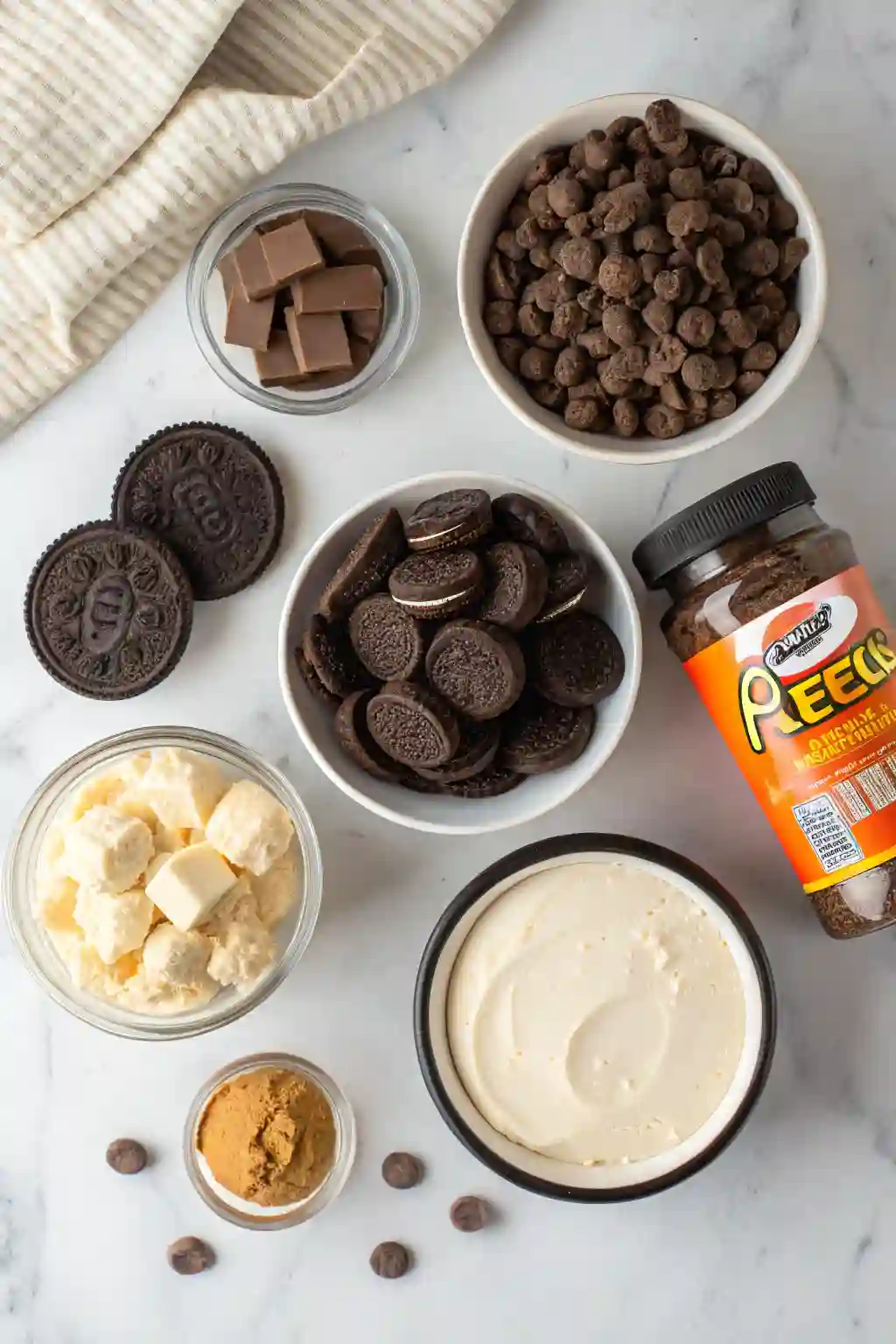 Reese’s ice cream cake ingredients laid out