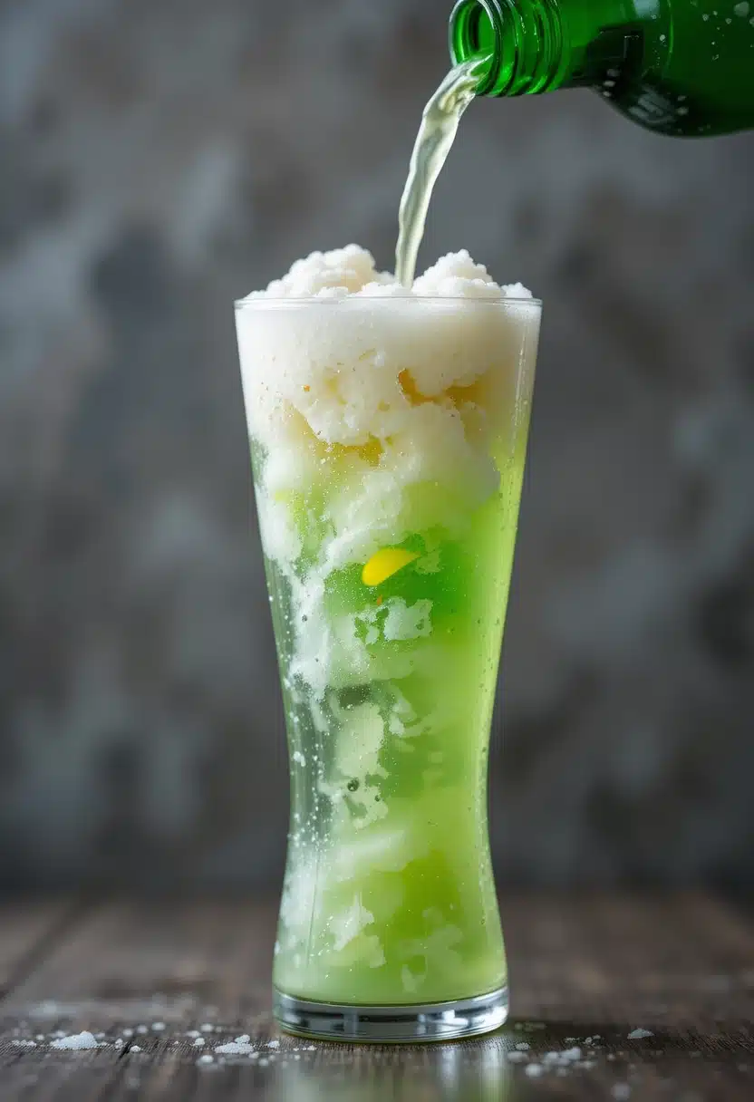 sprite ice cream float being made