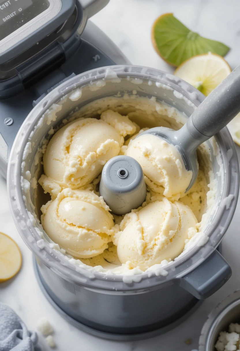 Churning taro ice cream