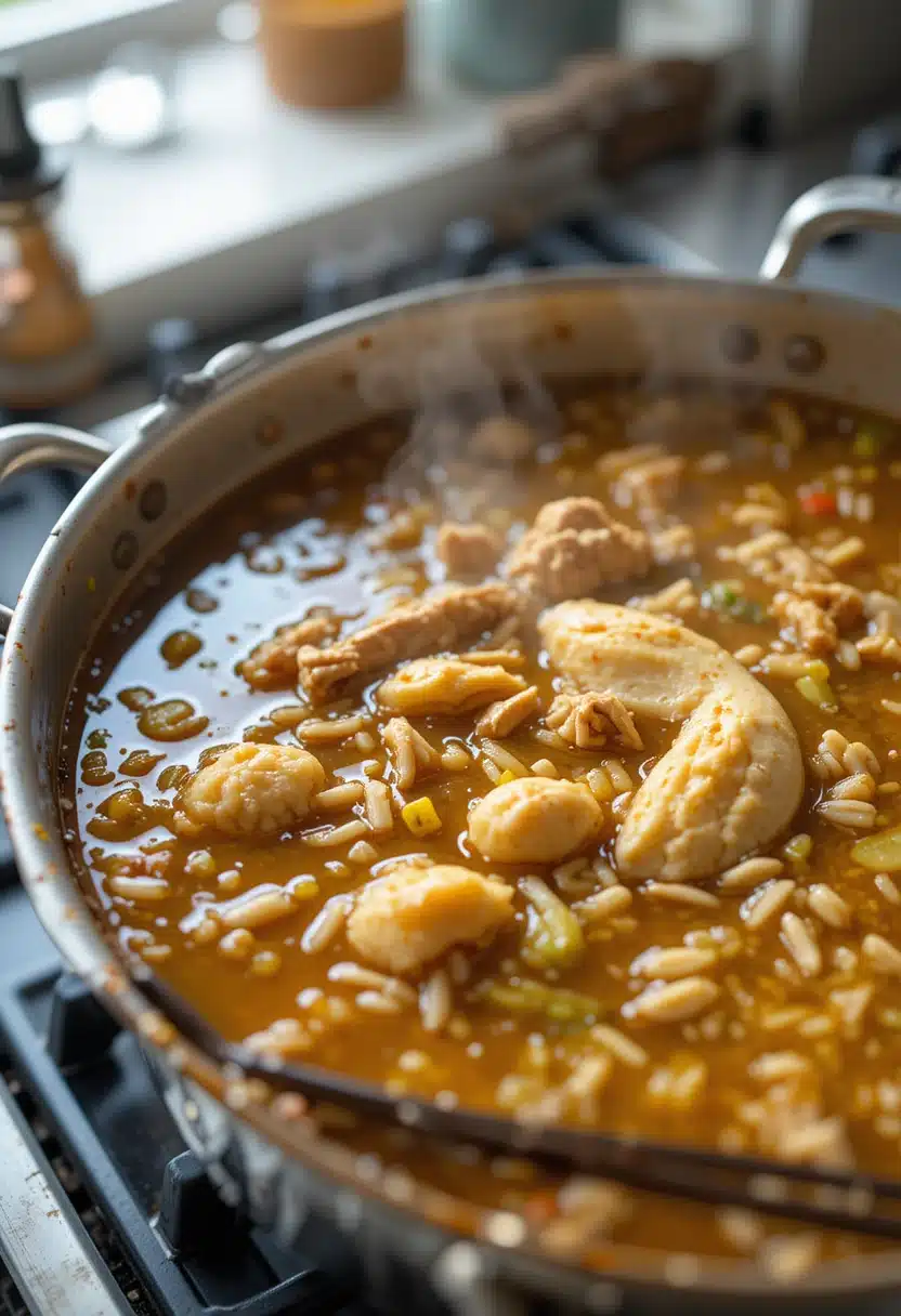 Cooking Turkish chicken soup