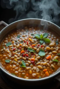 Simmering vegetarian Turkish soup