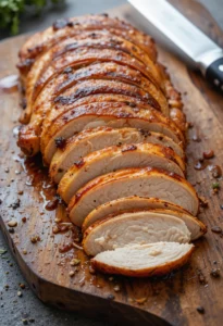 Slicing oven-roasted turkish chicken doner kebab recipe