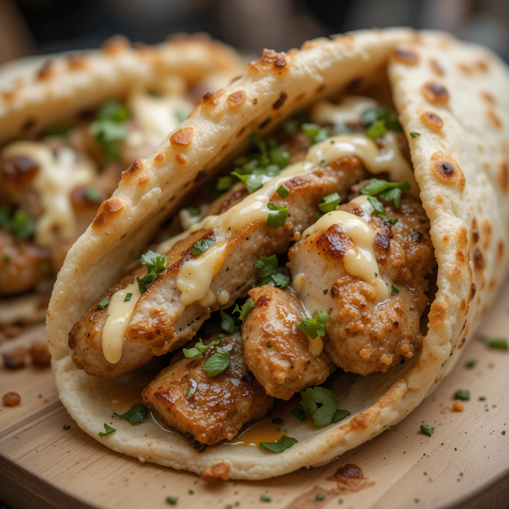Turkish Chicken Doner Kebab in pita