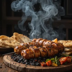 Turkish Chicken Kebab Recipe: Just 25 Minutes To Authentic Flavor 15 Plated Turkish chicken kebab with bulgur and vegetables