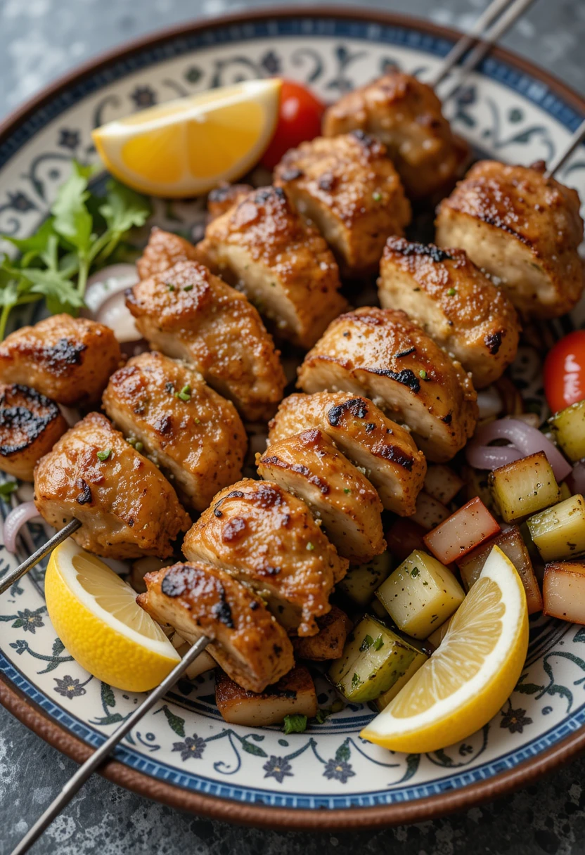 Grilled Turkish Chicken Kebab with Vegetables