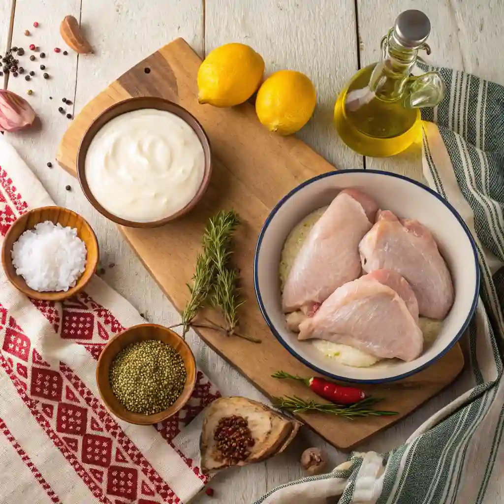 Ingredients for Turkish chicken recipes with yogurt