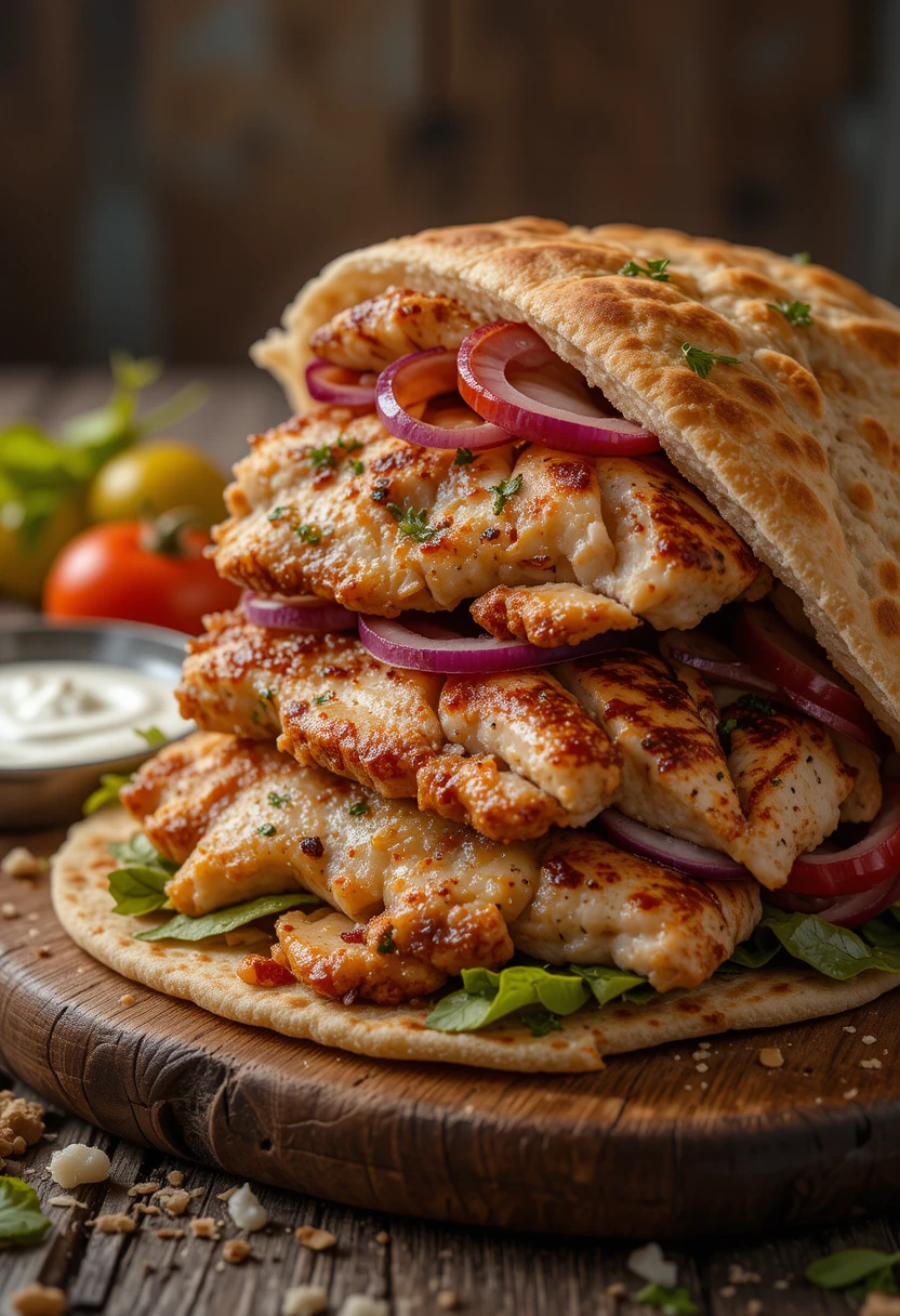 Turkish Doner Chicken with Flatbread (Turkish chicken recipes)