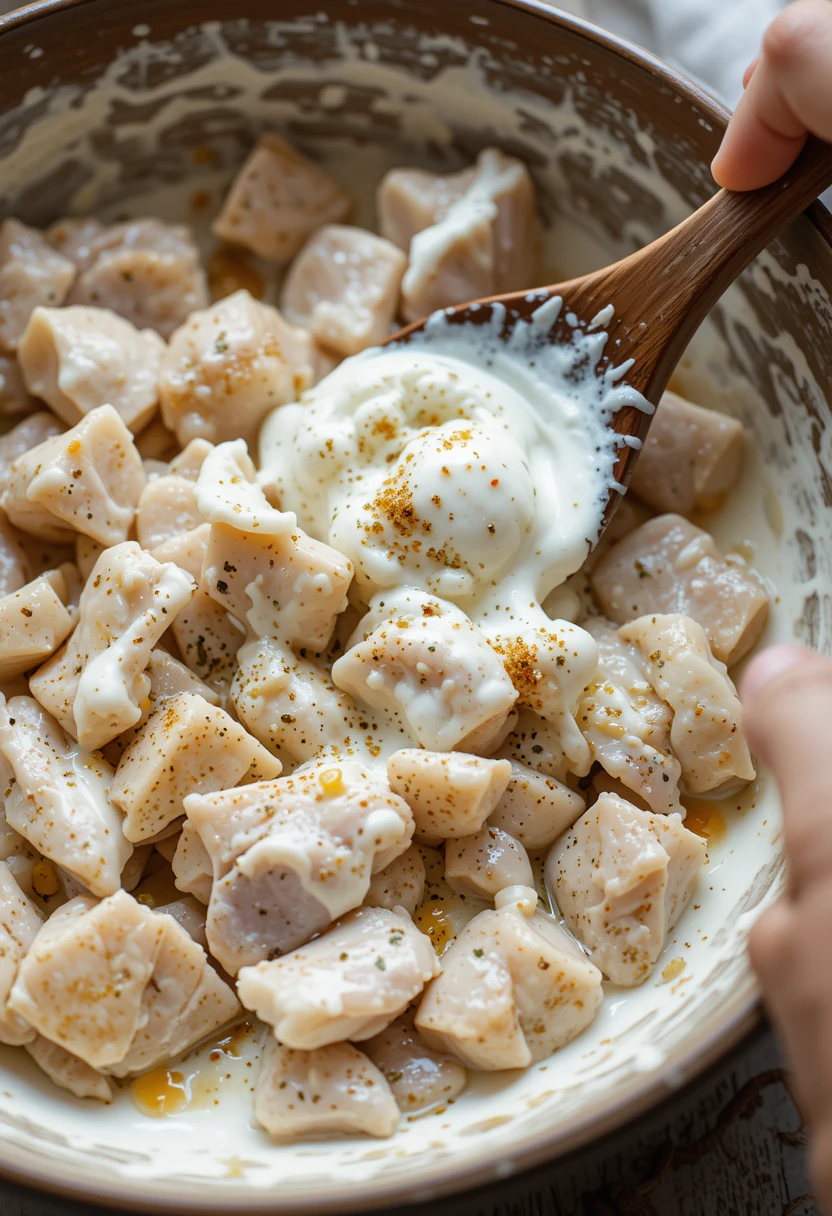 Marinating chicken in yogurt and spices