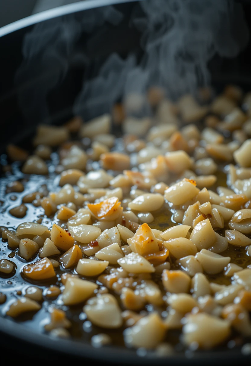 Sautéing garlic and onion for marinara