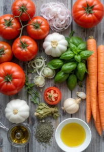 Low Sodium Marinara Sauce: Flavorful and Heart-Healthy 12 Ingredients for low sodium marinara sauce on rustic table