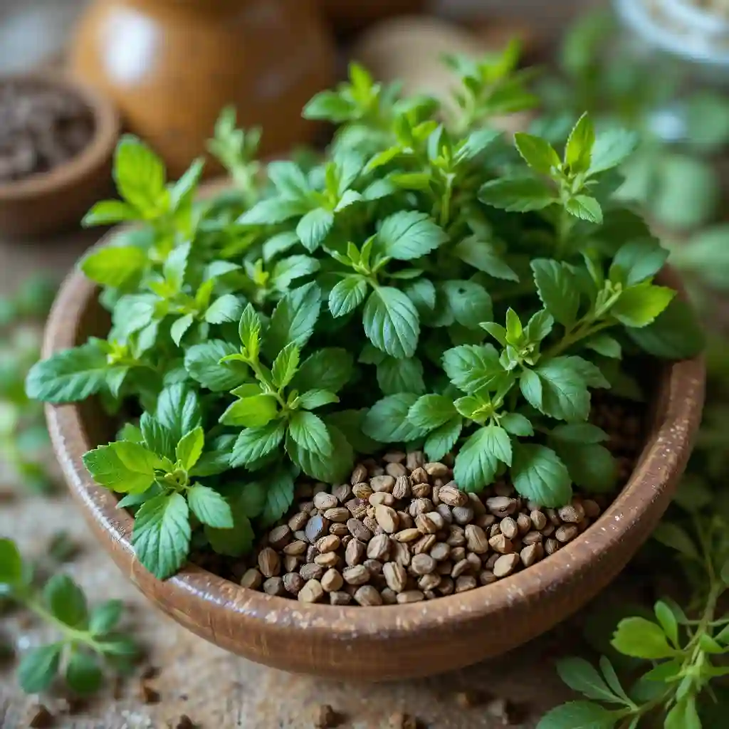 fresh and dried marjoram spice