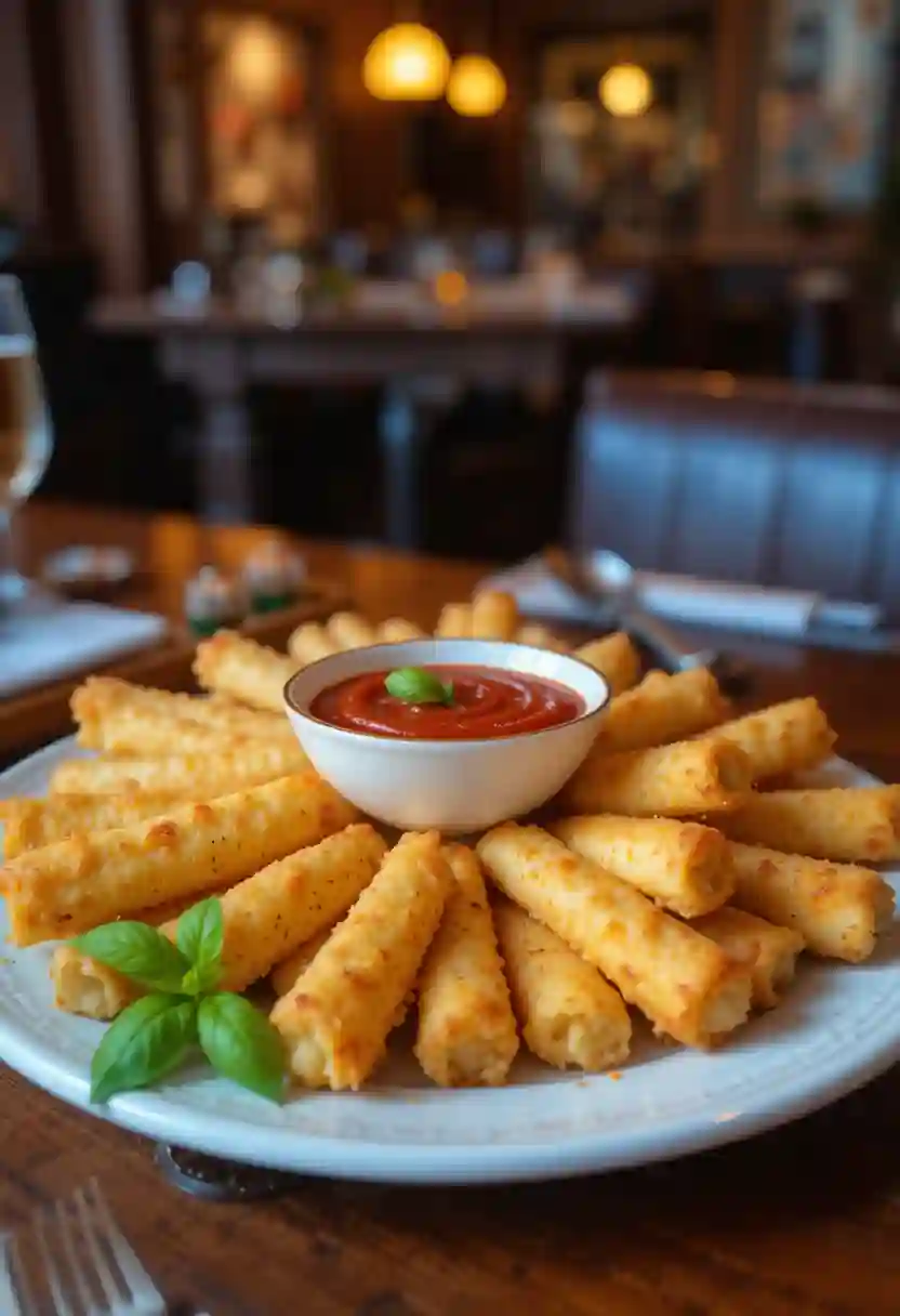 serving cheese sticks with marinara