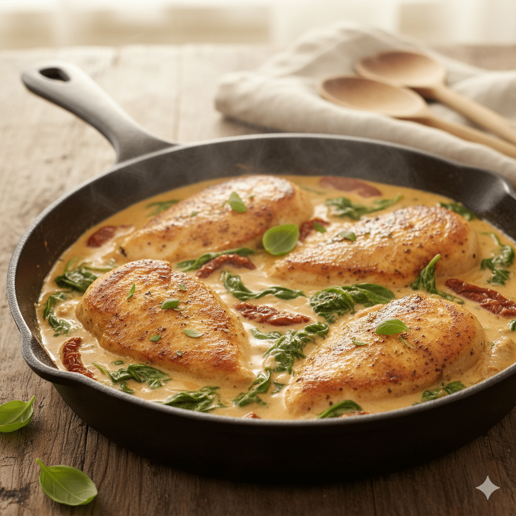 Creamy Tuscan Chicken with Sun Dried Tomatoes