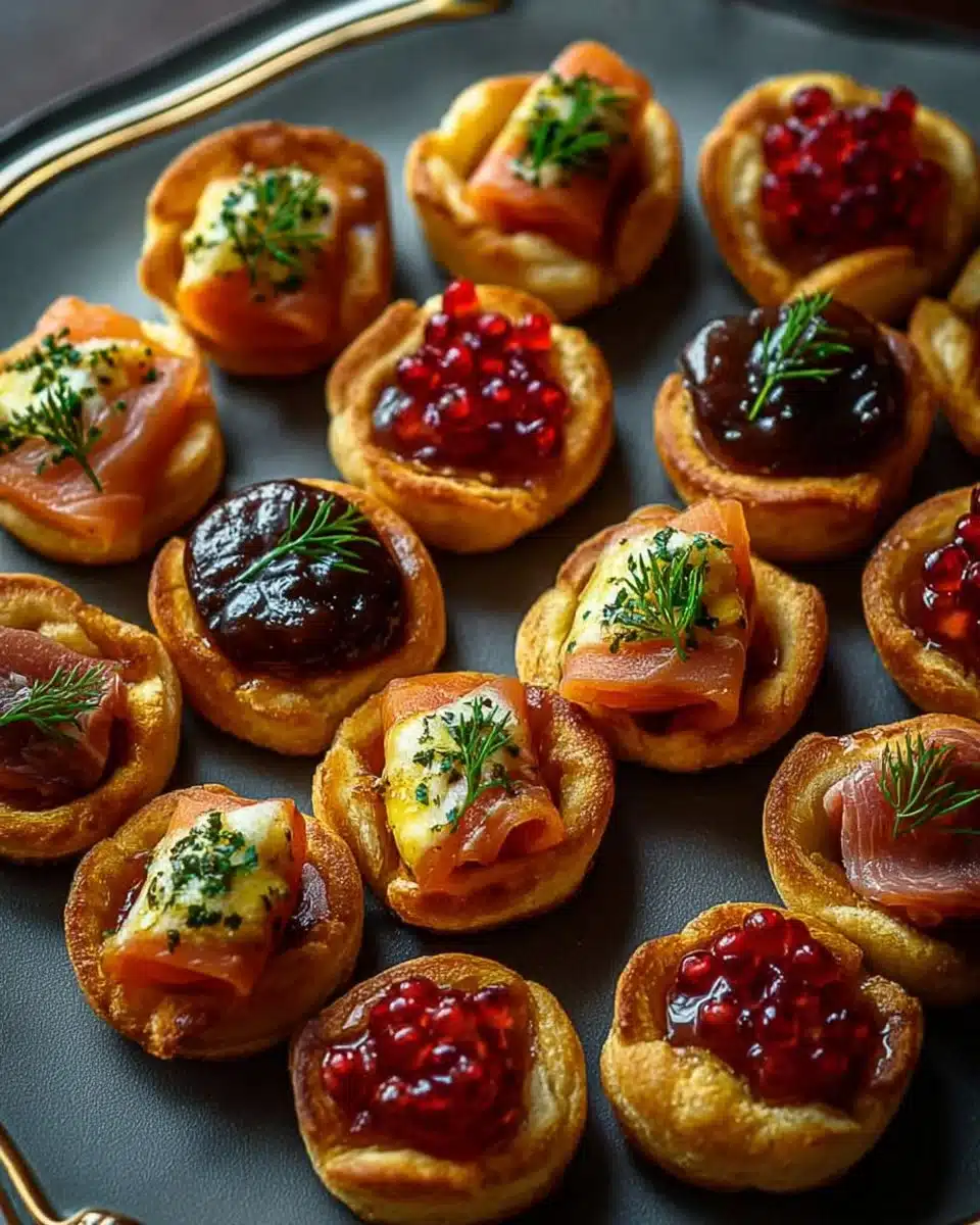 Elegant Michelin-Star inspired appetizers beautifully presented on a platter.