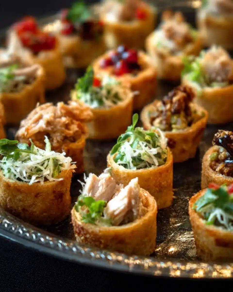 A platter of elegant appetizers for a New Year's party celebration.