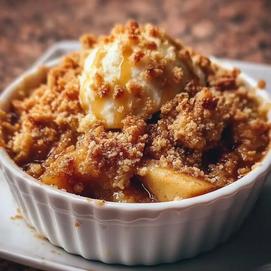 Delicious baked apple crumble dessert topped with crispy oat crust