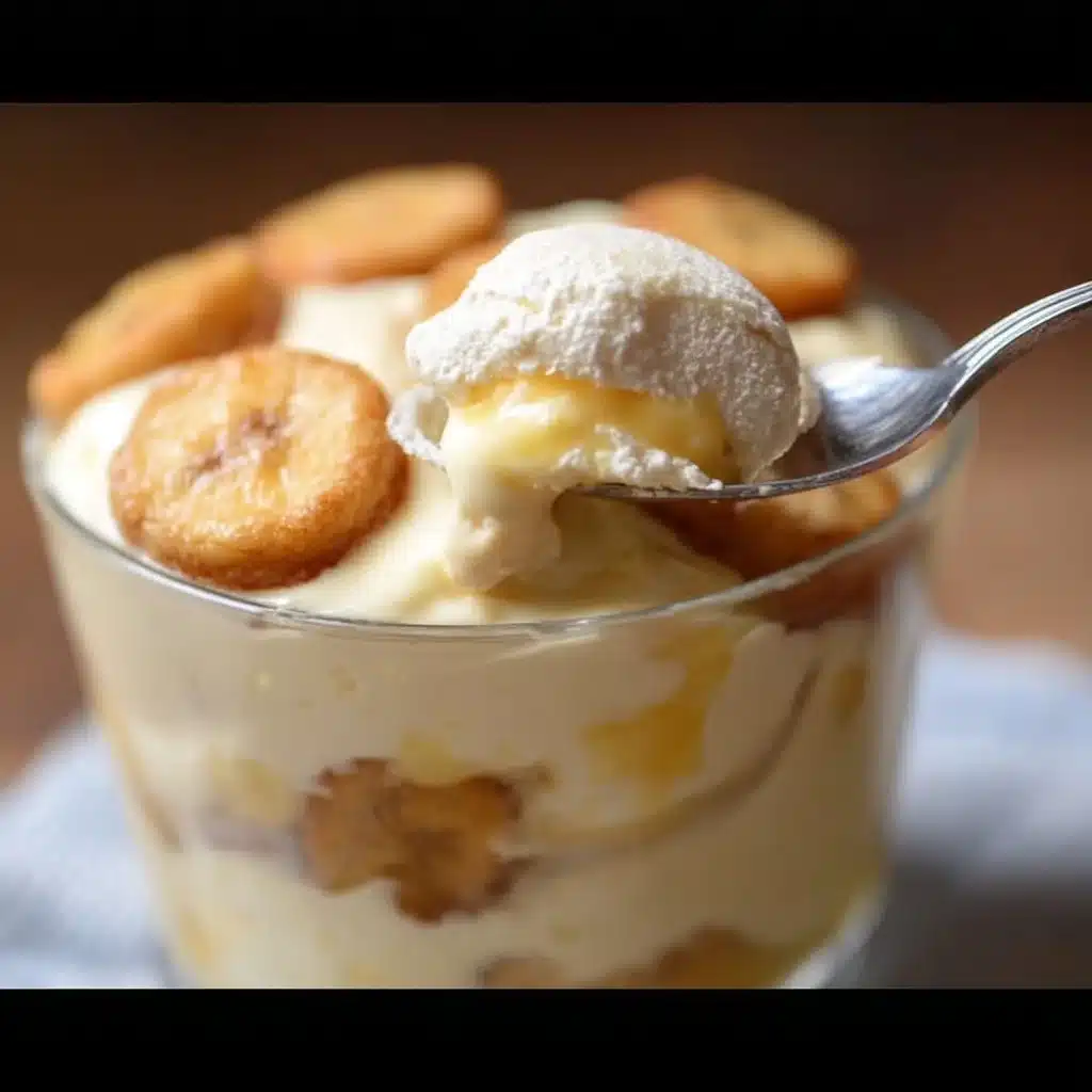 Delicious bowl of best ever banana pudding topped with whipped cream and banana slices