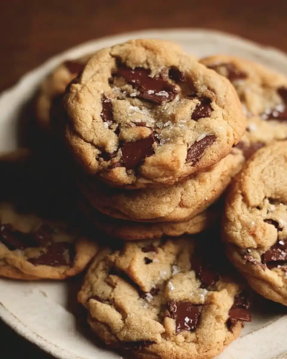 Delicious brown butter chocolate chip cookies fresh out of the oven.