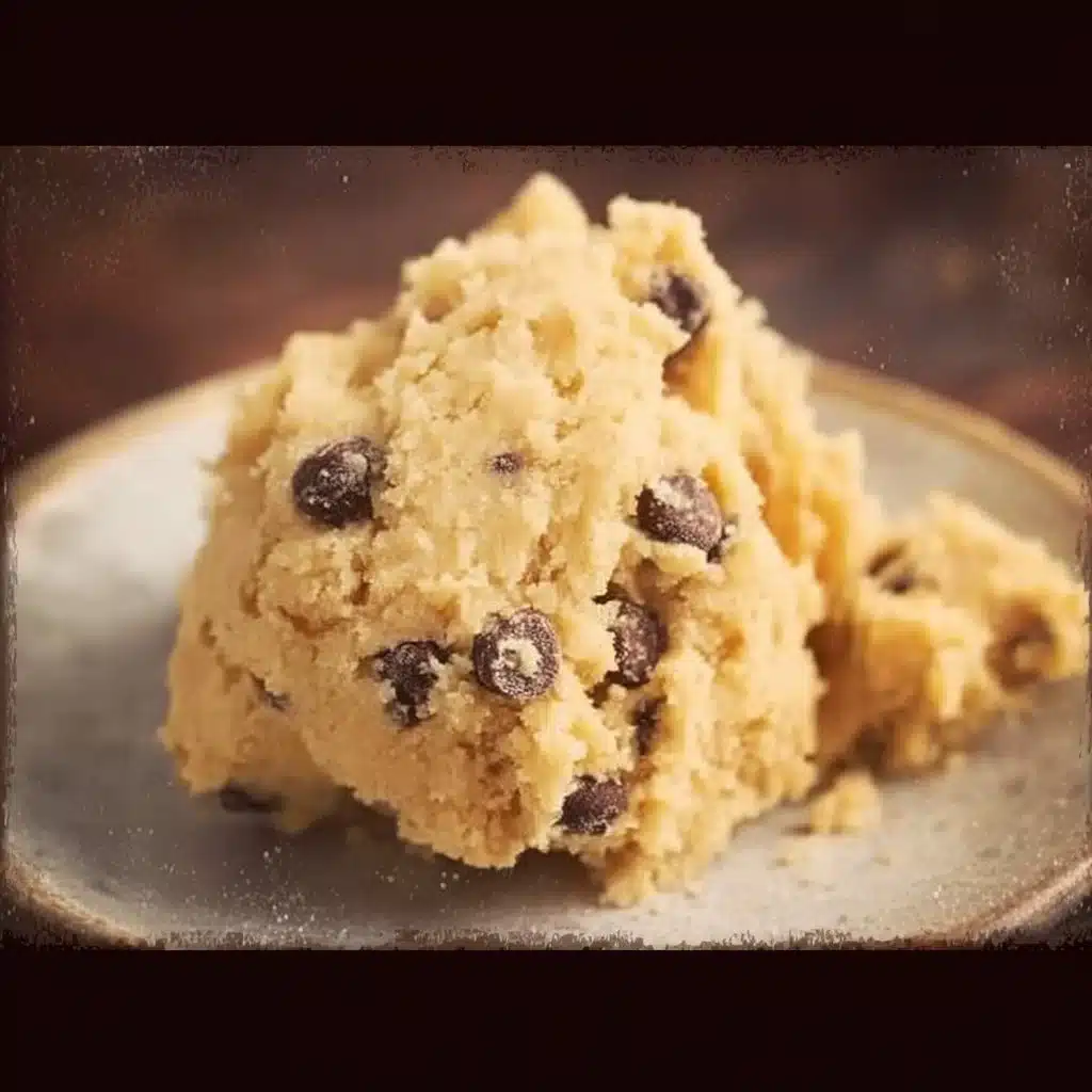 Bowl of chocolate chip cookie dough ready for baking or eating