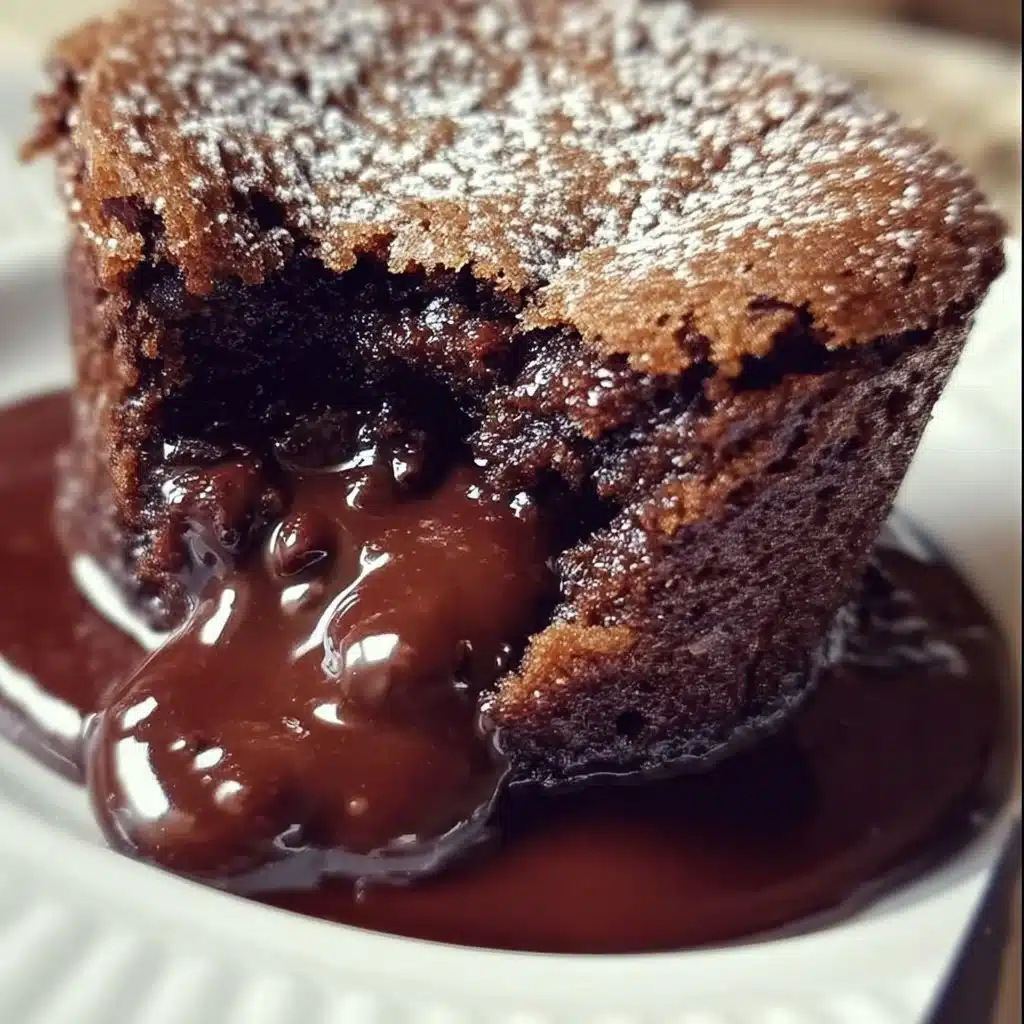 Delicious homemade Chocolate Lava Cake with molten center and chocolate drizzle
