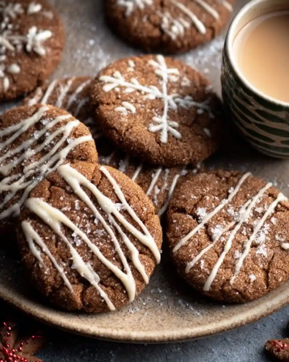 Decadent Gingerbread Latte Cookies served on a festive plate