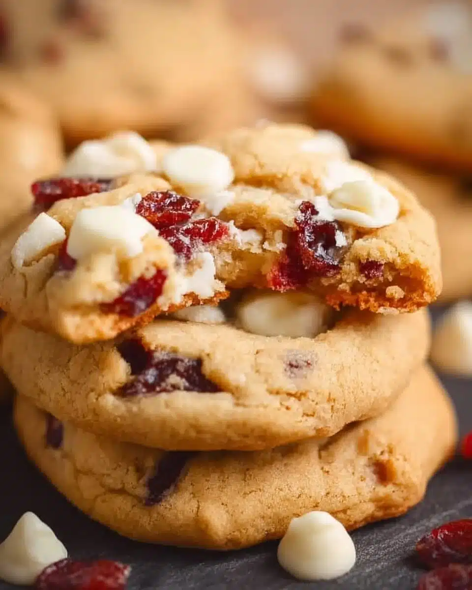 Delicious white chocolate cranberry cookies on a plate