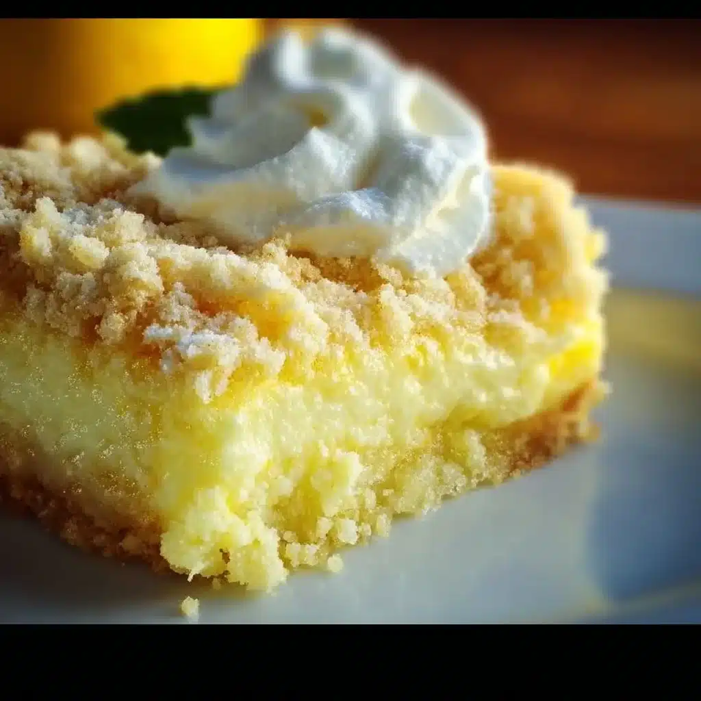 Delicious Lemon Cream Cheese Dump Cake with a golden topping