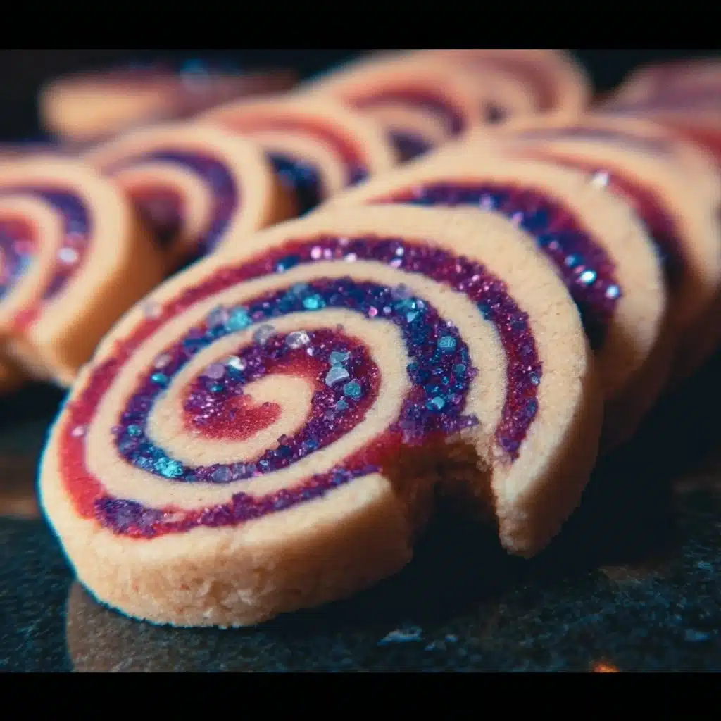Delicious magical spiral cookies with vibrant colors and unique designs.