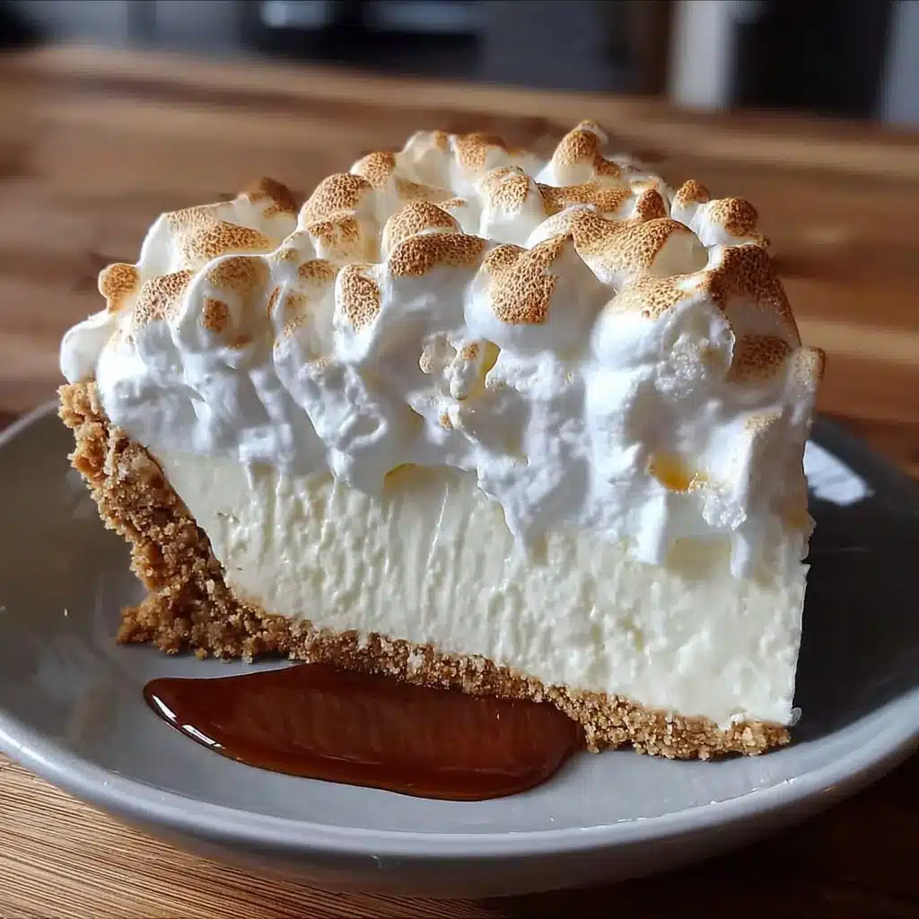 Delicious Marshmallow Whip Cheesecake topped with fluffy marshmallow cream.