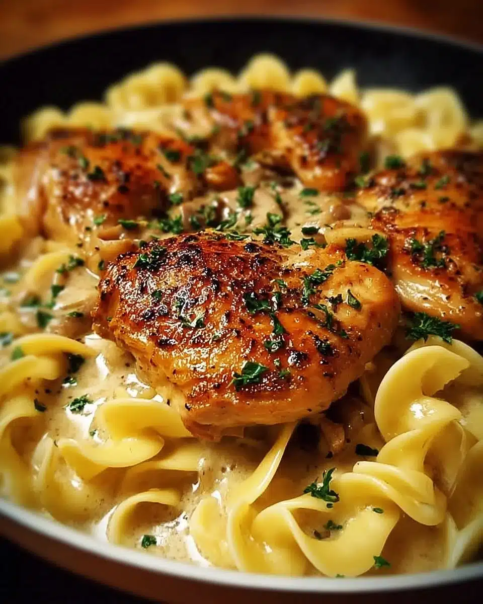 One-Pan Chicken with Buttered Noodles recipe featuring tender chicken and rich noodles