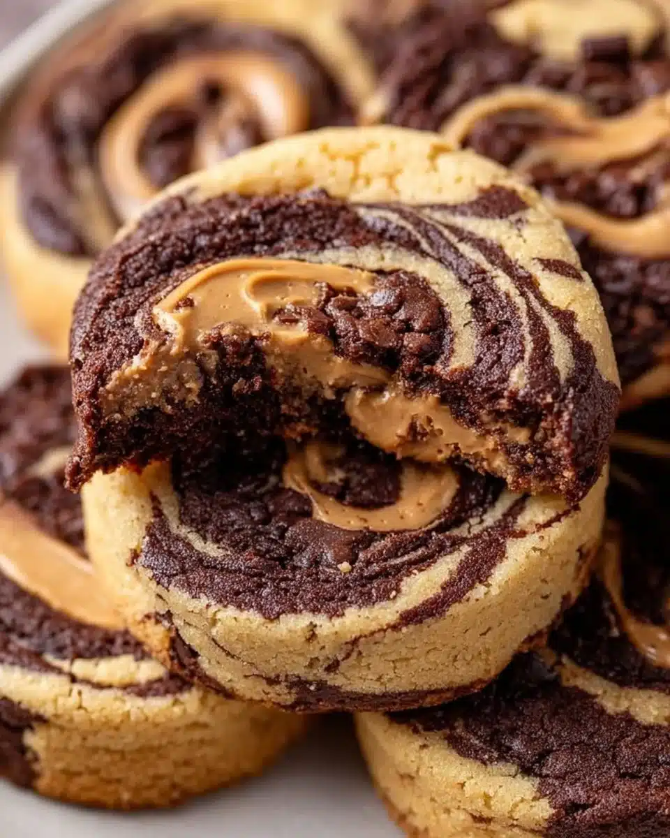 Peanut Butter Brownie Swirl Cookies featuring rich chocolate and creamy peanut butter.