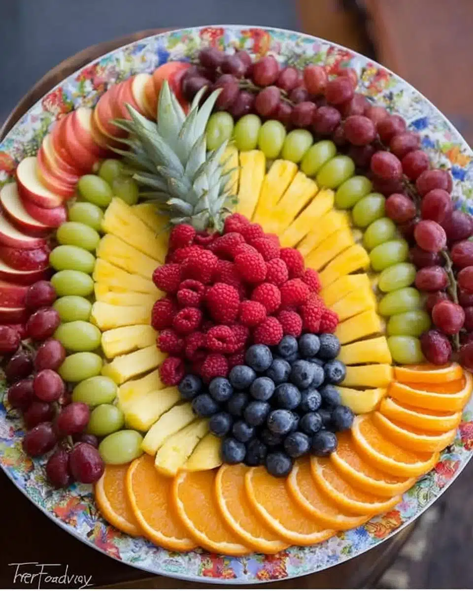 Colorful fruit trays featuring assorted fruits for kids' holidays and events