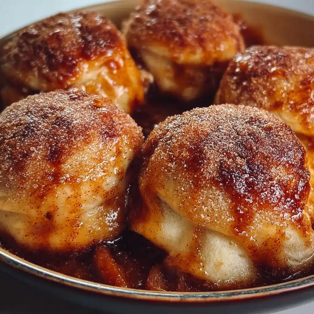 Simple caramel apple pie bombs drizzled with caramel sauce on a plate