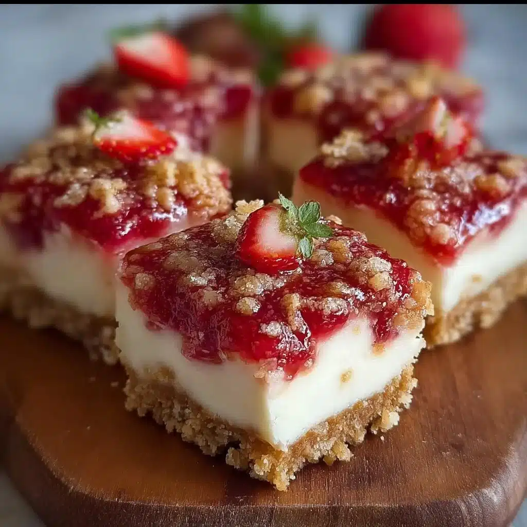 Delicious strawberry crunch cheesecake bites with a crunchy topping