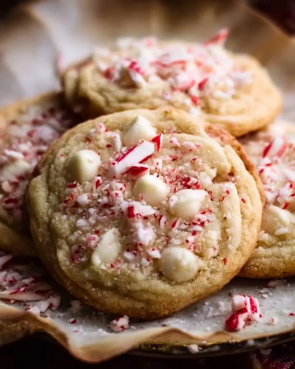 Delicious white chocolate peppermint cookies with festive decorations