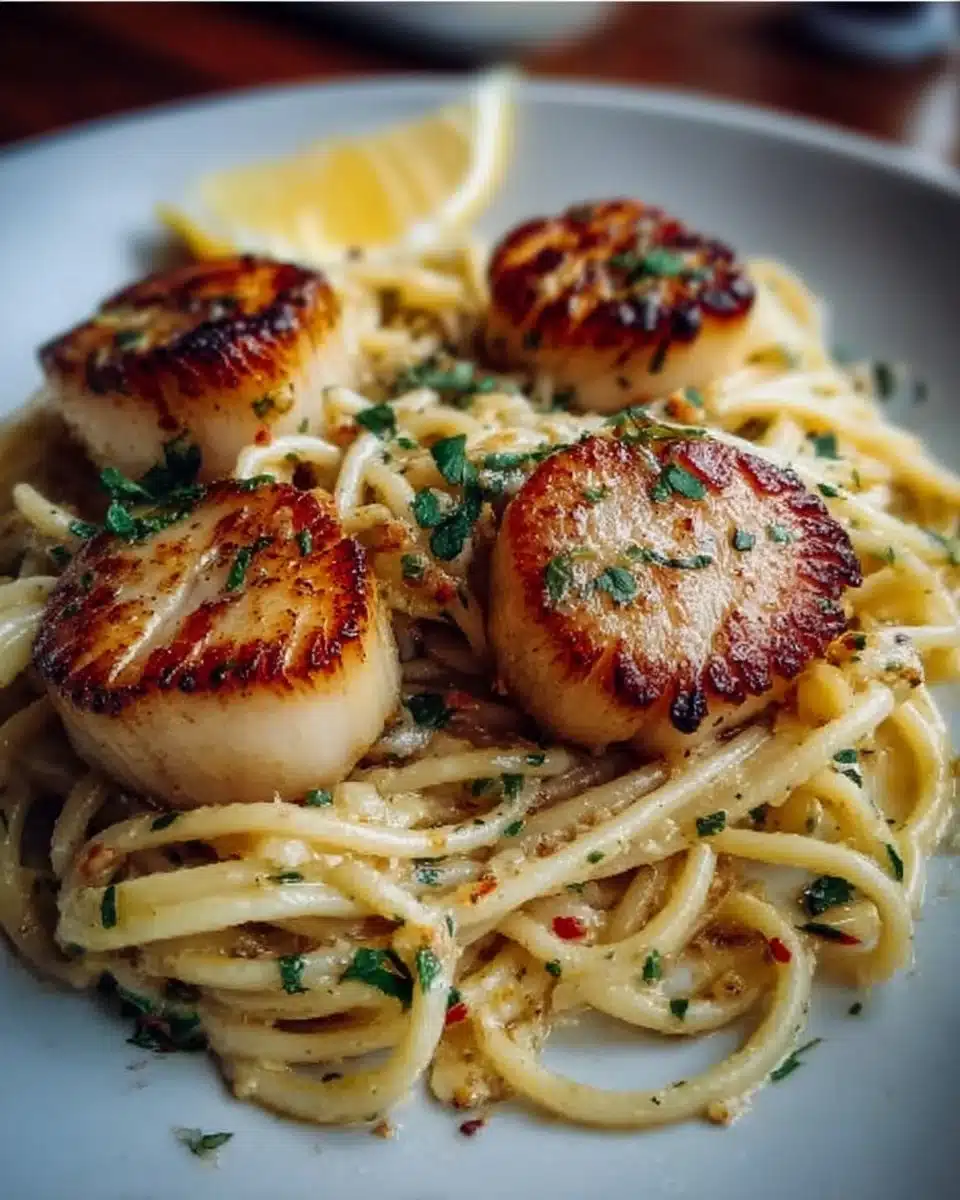 Best 4 Romantic Dinner Recipes for a Memorable Valentine's Day 2 Seared Scallops atop Garlic Pasta