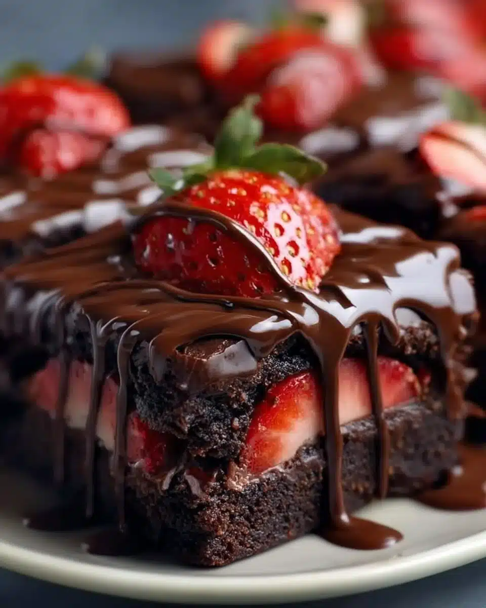 Chocolate Covered Strawberry Brownies