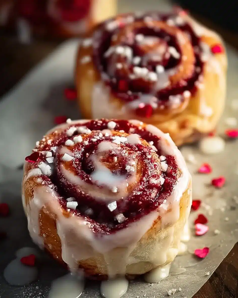 Red Velvet Valentine's Day Cinnamon Rolls