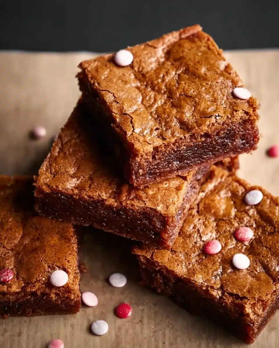 Delicious browned butter blondie bars drizzled with caramel sauce.