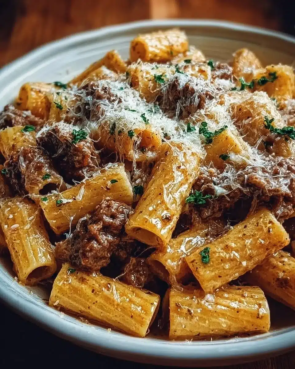 Creamy Parmesan Beef Rigatoni