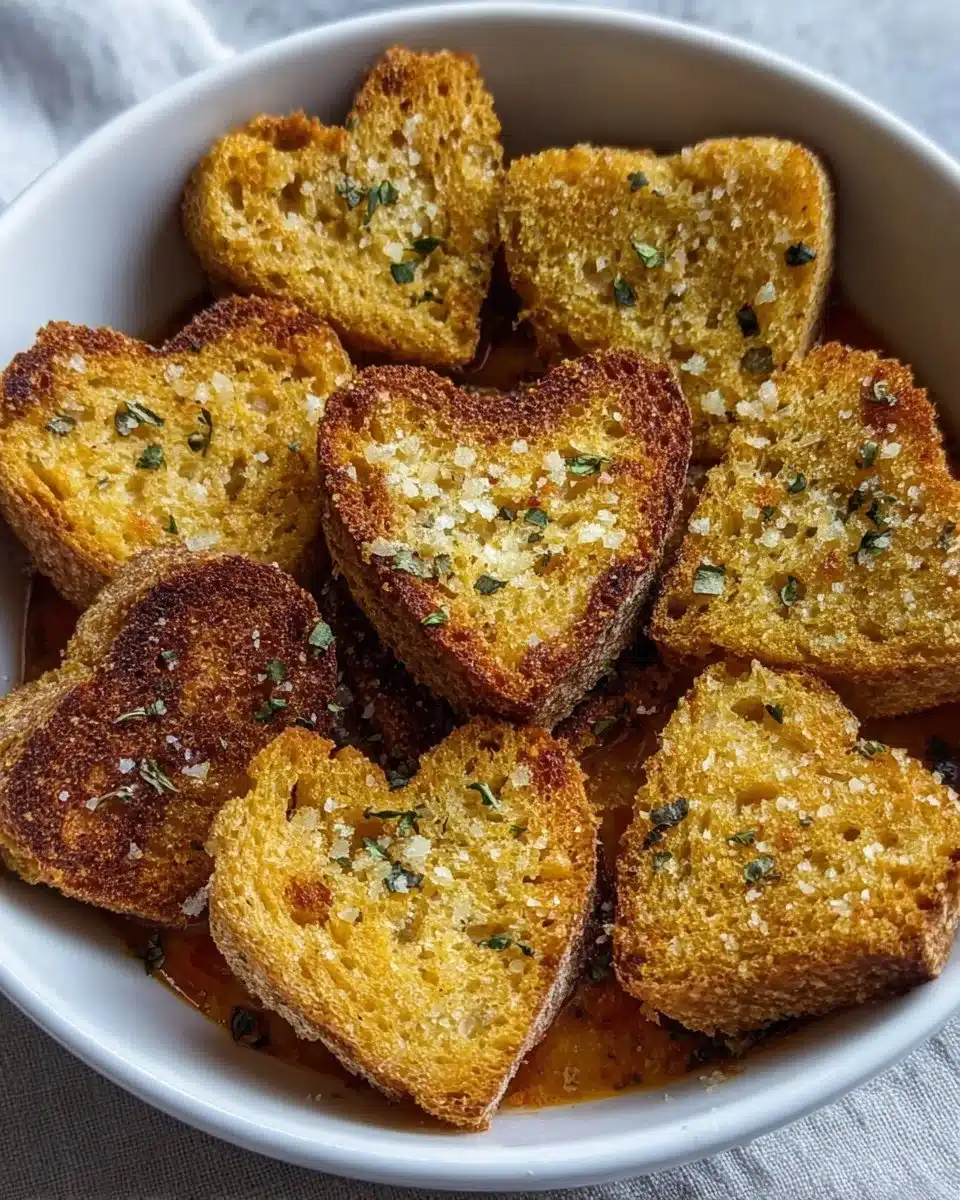 Crispy Heart Croutons garnishing a fresh salad