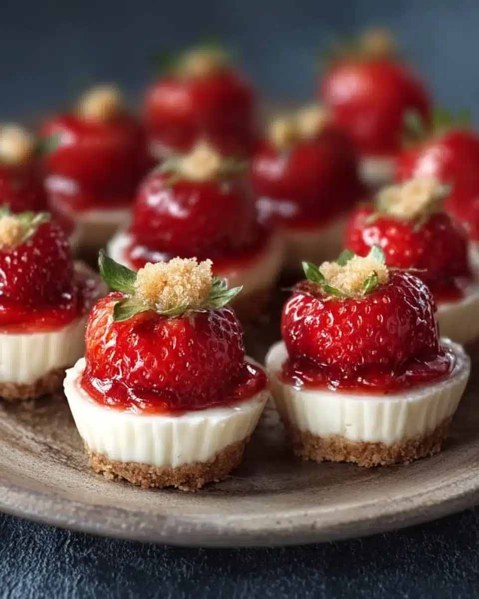 Delicious deviled strawberries filled with a creamy mixture, perfect for dessert.