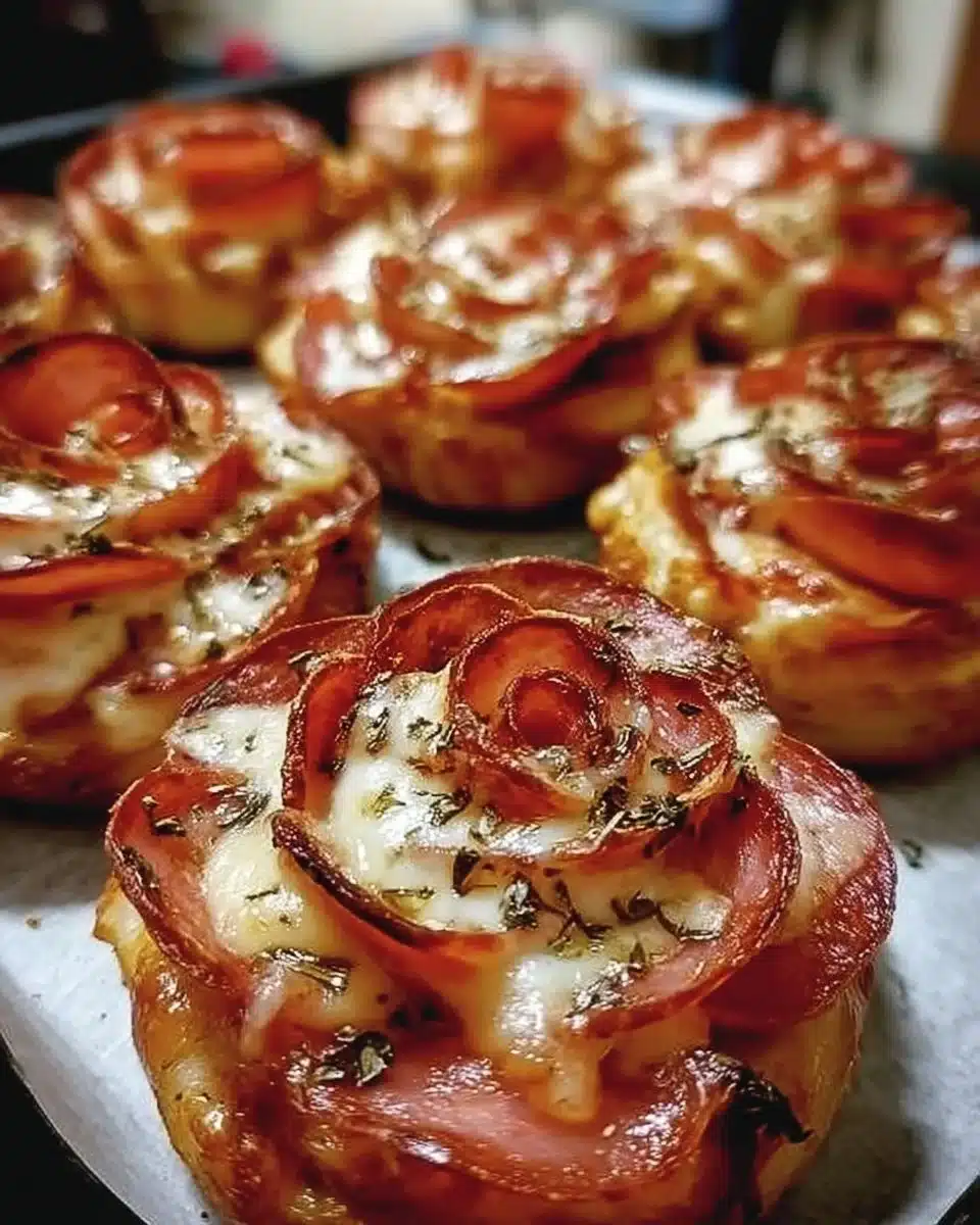 Delicious easy pizza roses ready to serve on a plate