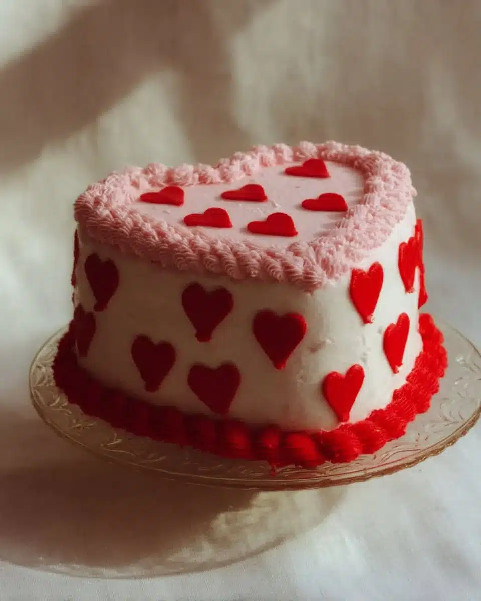 Delicious Galentine's Day Cake decorated with pink frosting and heart sprinkles